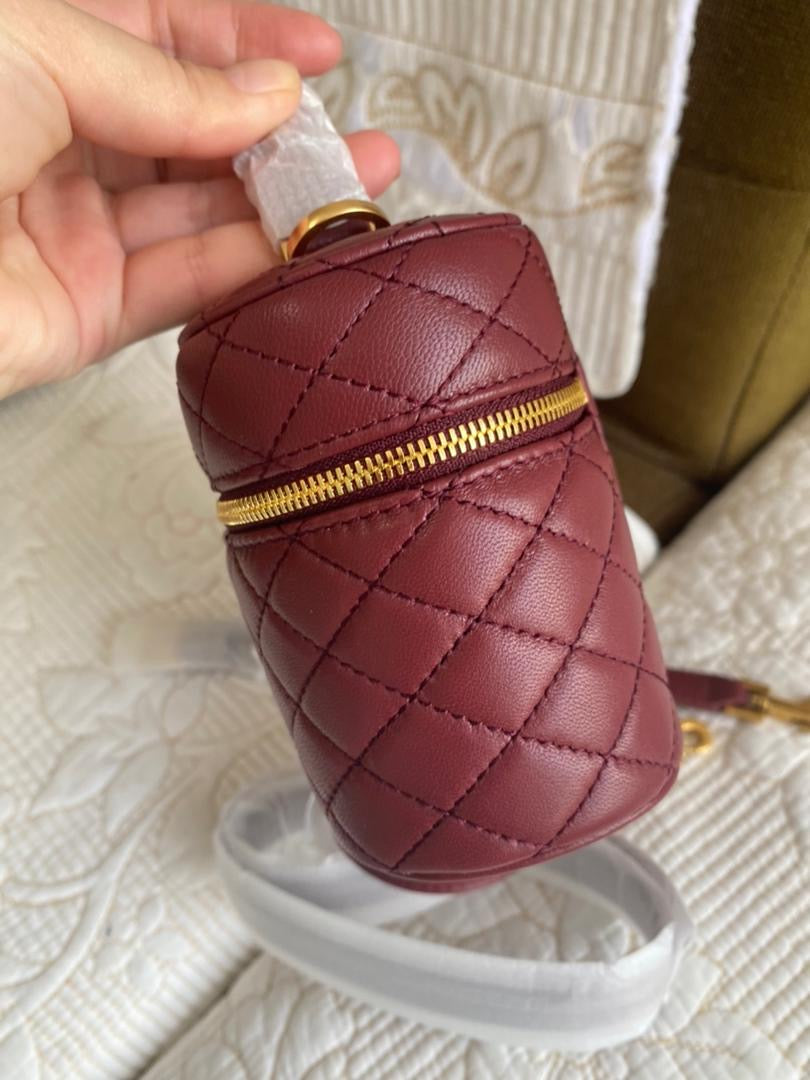 Gaby Mini Vanity Case in Quilted Leather with Gold Hardware
