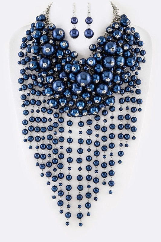 Head Turner Statement Mix Pearl Layer Necklace Set (12 Colors)