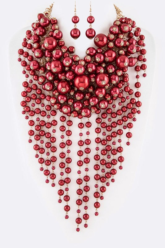 Head Turner Statement Mix Pearl Layer Necklace Set (12 Colors)