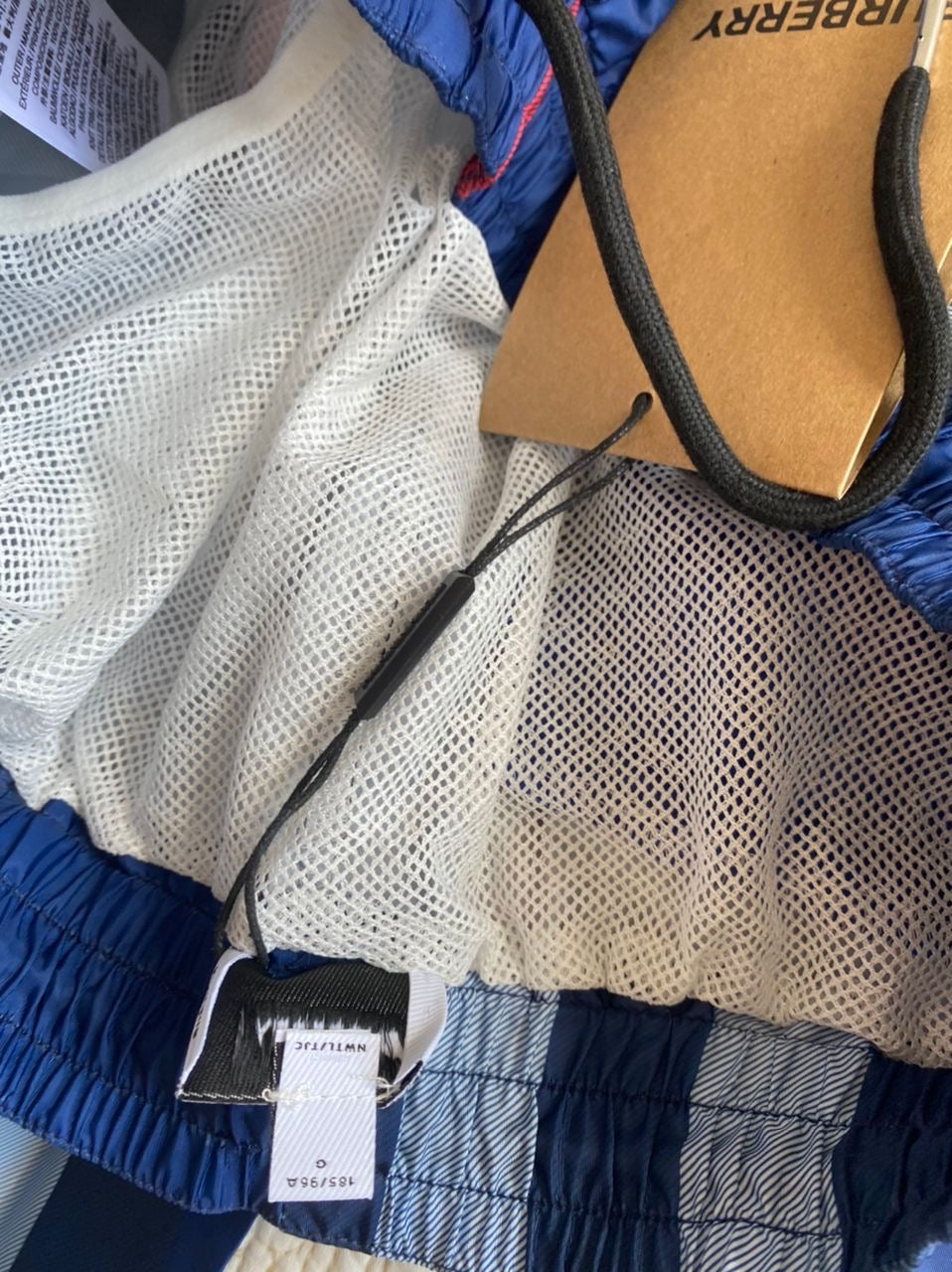 Blue Check Drawcord Swim Shorts