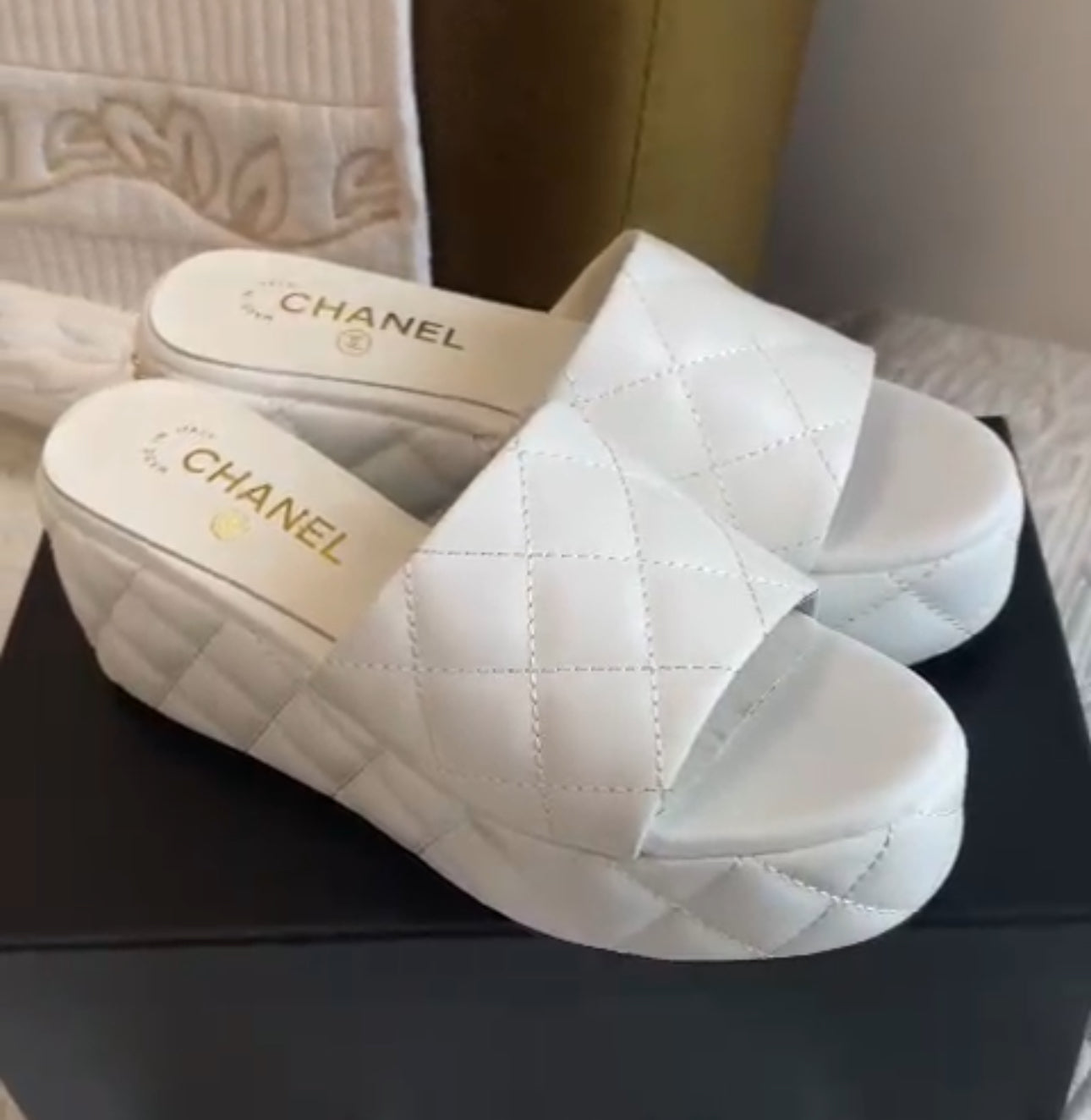 White Coco Platform Slide Sandal