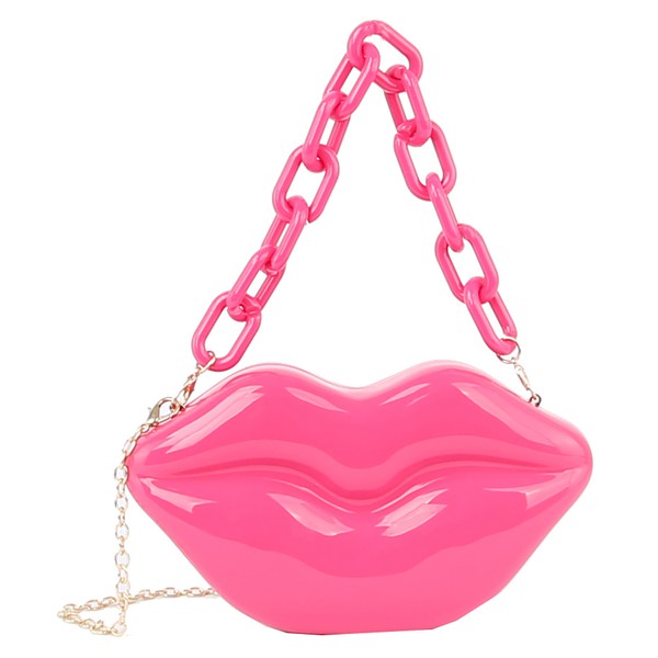 Bolso bandolera tipo clutch con labios y estuche rígido de acrílico