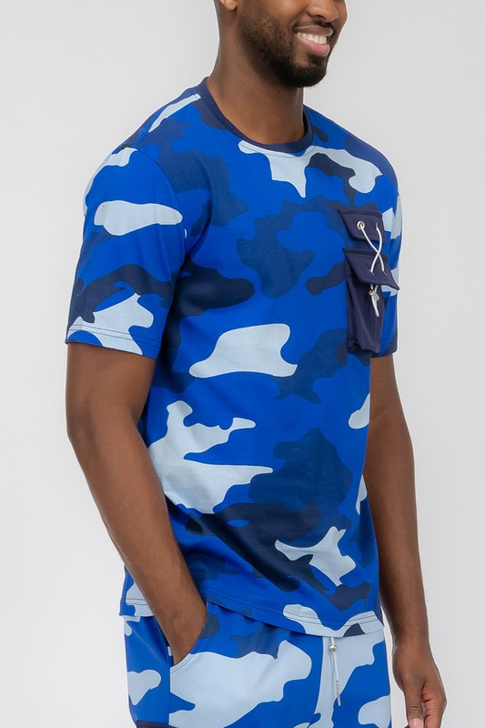 Camiseta de manga corta de camuflaje completo
