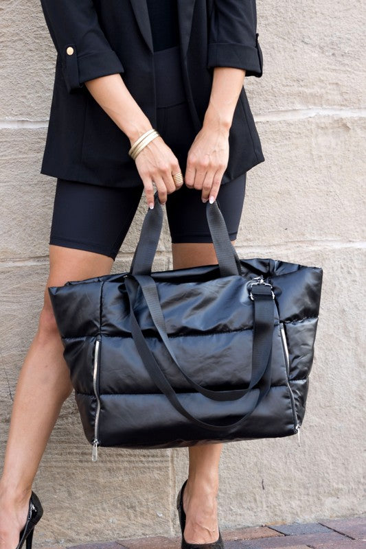 Carryall Metallic Puffer Tote