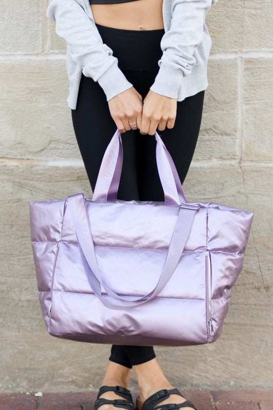 Carryall Metallic Puffer Tote