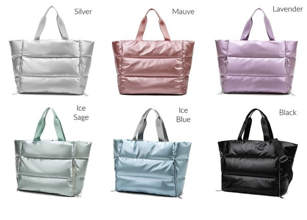 Carryall Metallic Puffer Tote