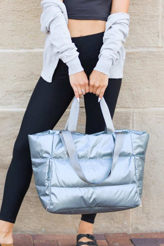 Carryall Metallic Puffer Tote