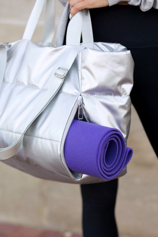 Carryall Metallic Puffer Tote