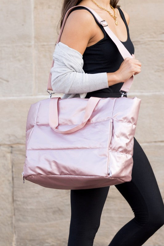 Carryall Metallic Puffer Tote