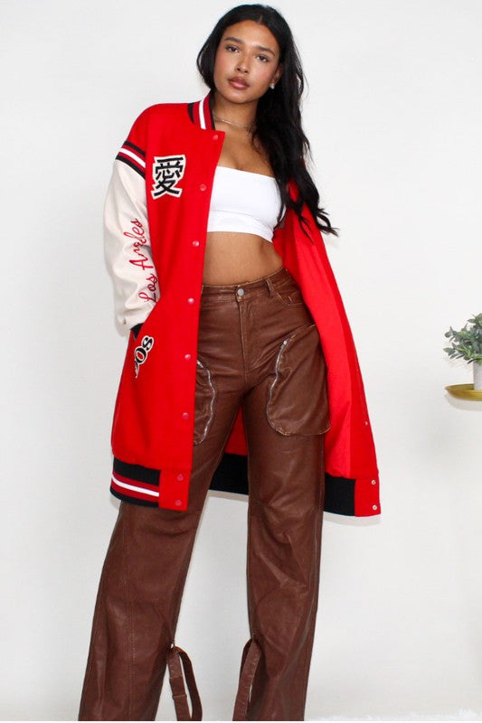 Varsity Statement Longline Letterman Coat