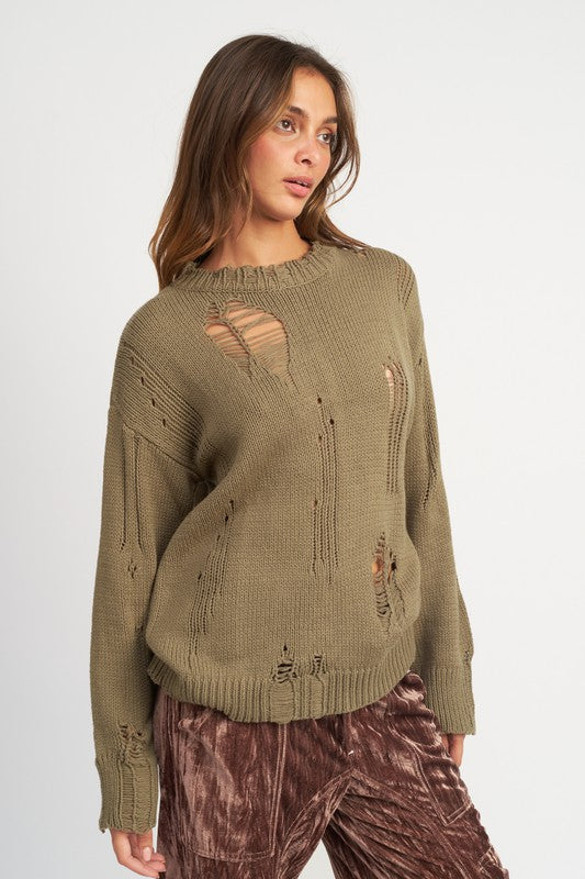 SUÉTER CÓMODO OVERSIZE DESGASTADO (2 Colores)