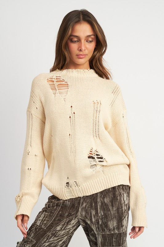 SUÉTER CÓMODO OVERSIZE DESGASTADO (2 Colores)