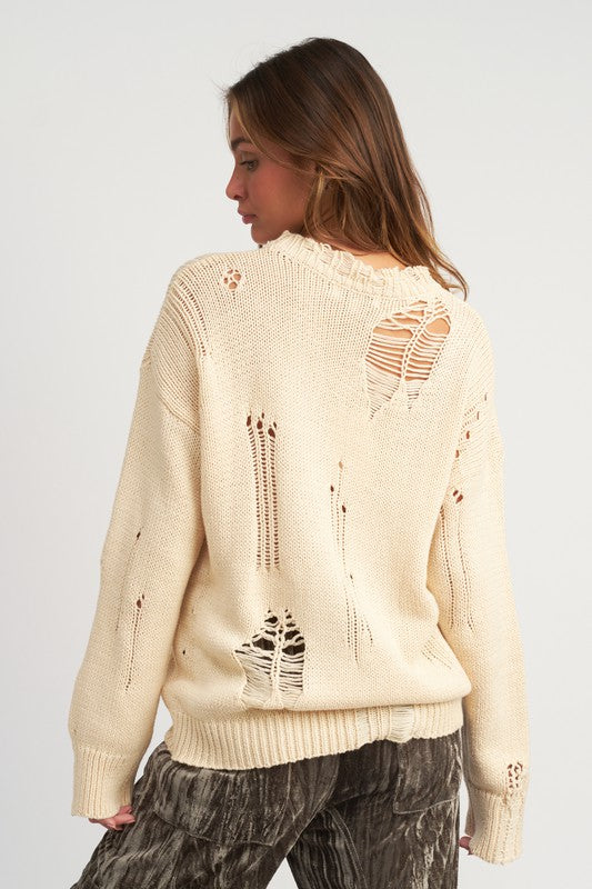 SUÉTER CÓMODO OVERSIZE DESGASTADO (2 Colores)