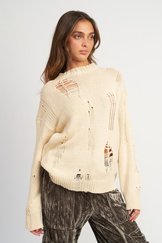 SUÉTER CÓMODO OVERSIZE DESGASTADO (2 Colores)