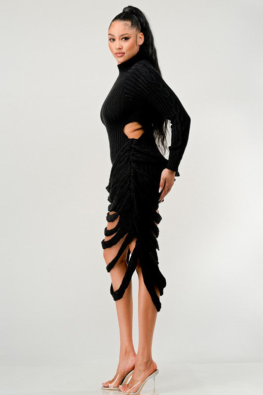 VESTIDO SUÉTER DE PUNTO DESGASTE
