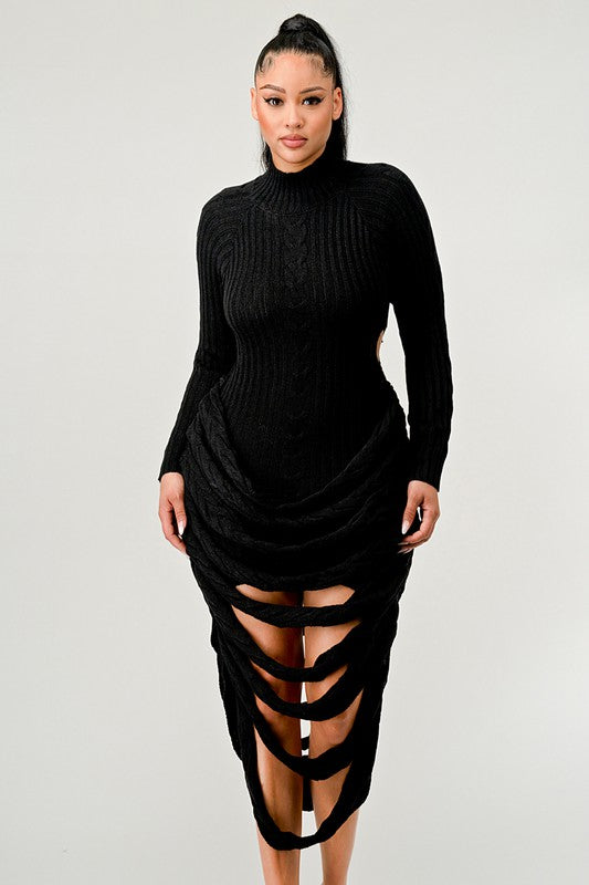 VESTIDO SUÉTER DE PUNTO DESGASTE
