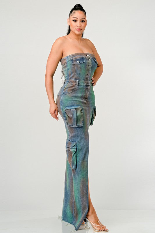VINTAGE BUTTON UP SLIT DRESS