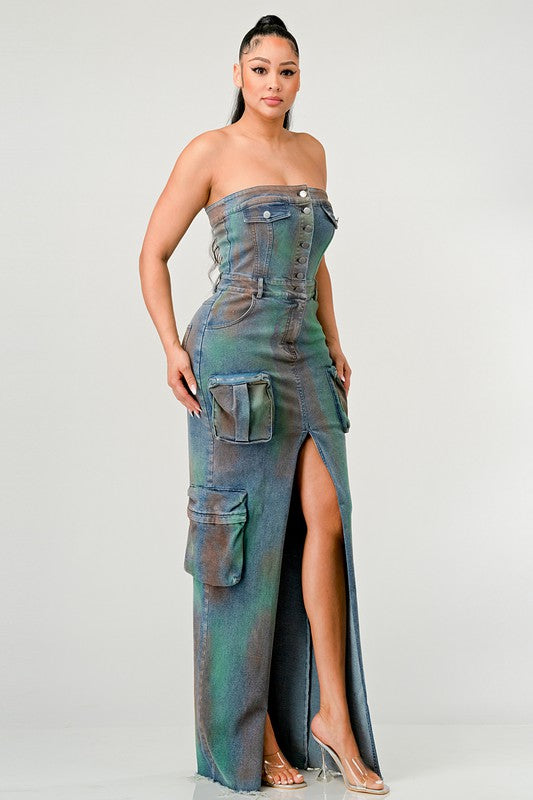 VINTAGE BUTTON UP SLIT DRESS