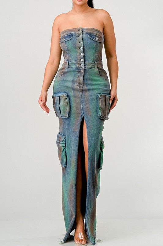 VINTAGE BUTTON UP SLIT DRESS