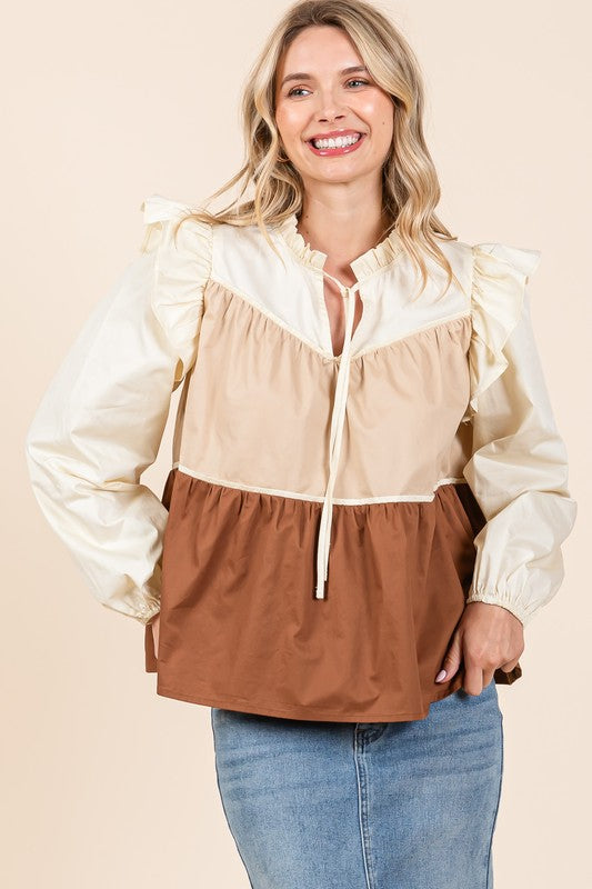 Tiered Color Block Blouse | 2 Colors