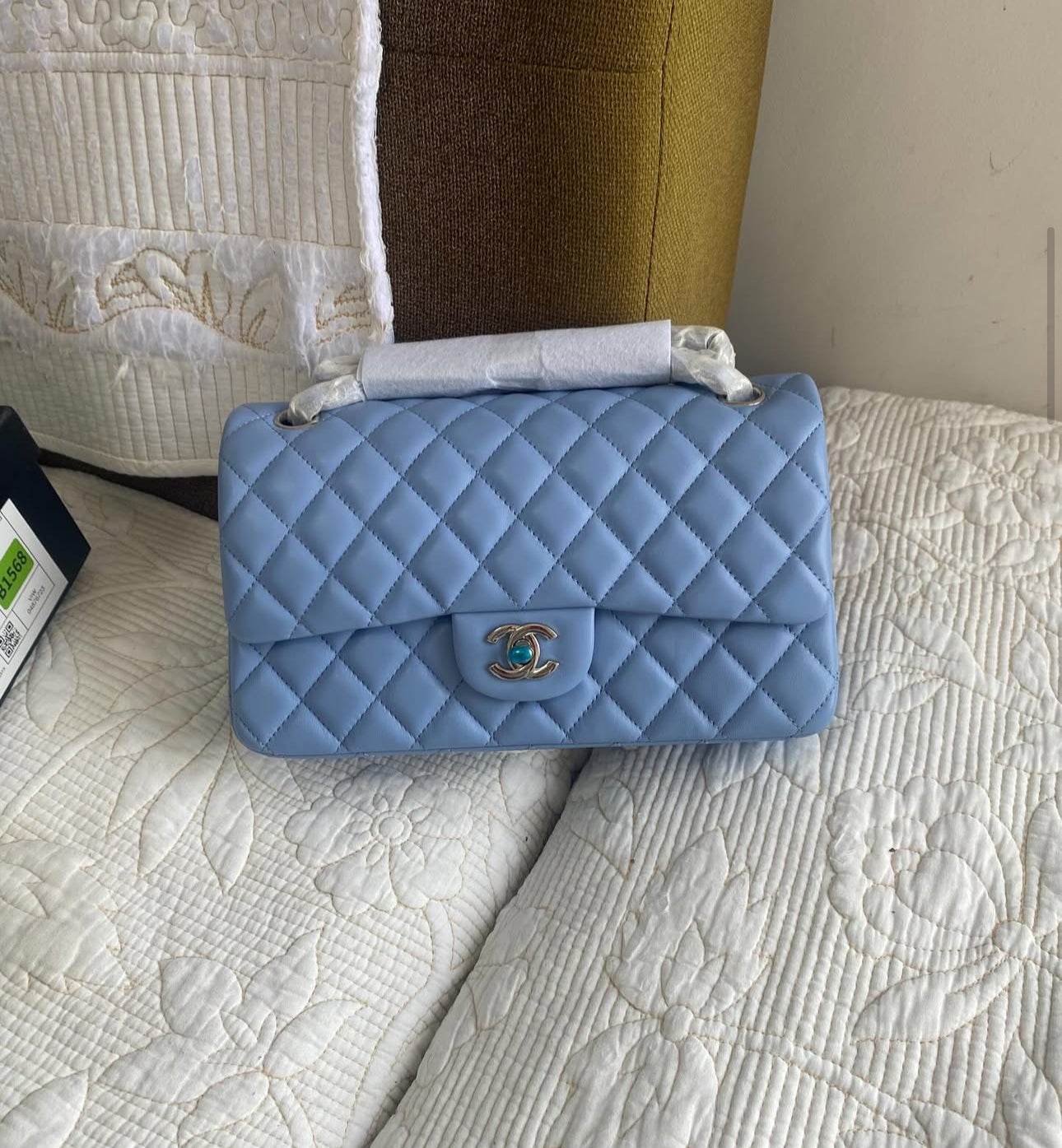 Coco Blue Lambskin Double Flap Bag