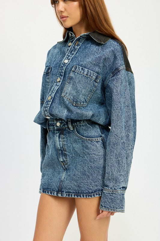 JUST A GIRL | BUTTON UP DENIM DRESS