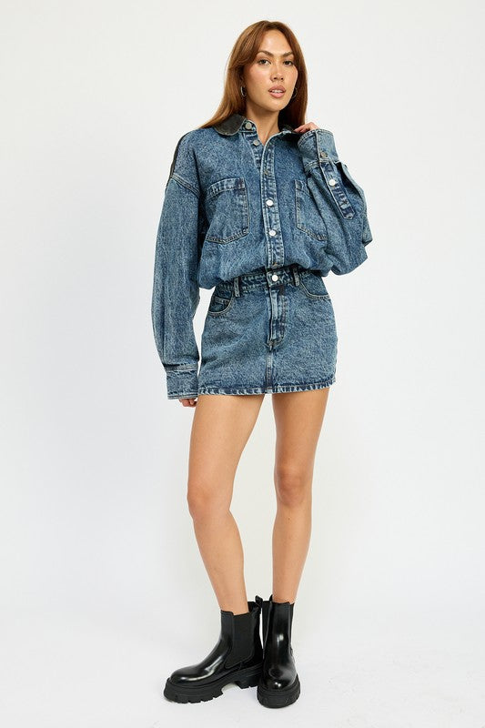 JUST A GIRL | BUTTON UP DENIM DRESS