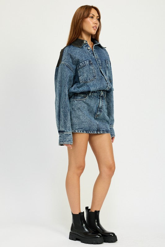 JUST A GIRL | BUTTON UP DENIM DRESS