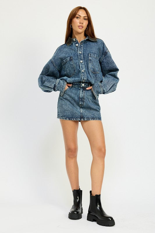 JUST A GIRL | BUTTON UP DENIM DRESS