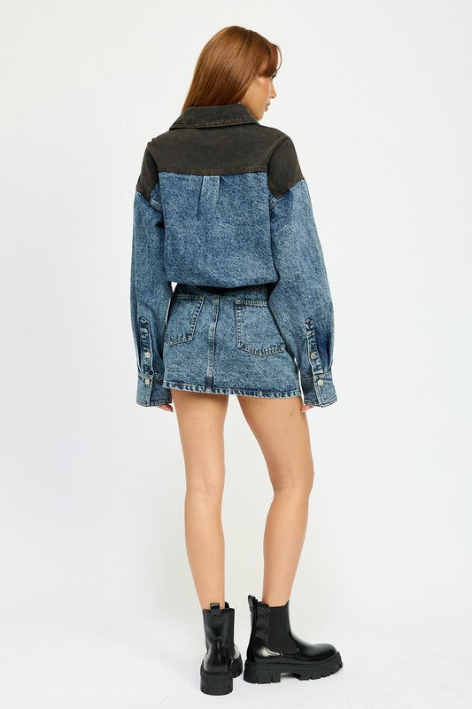 JUST A GIRL | BUTTON UP DENIM DRESS
