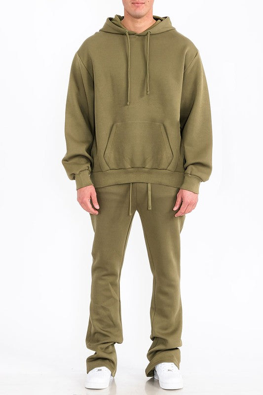 Mens Solid Fleece Flare Stacked SET (4 Colors)