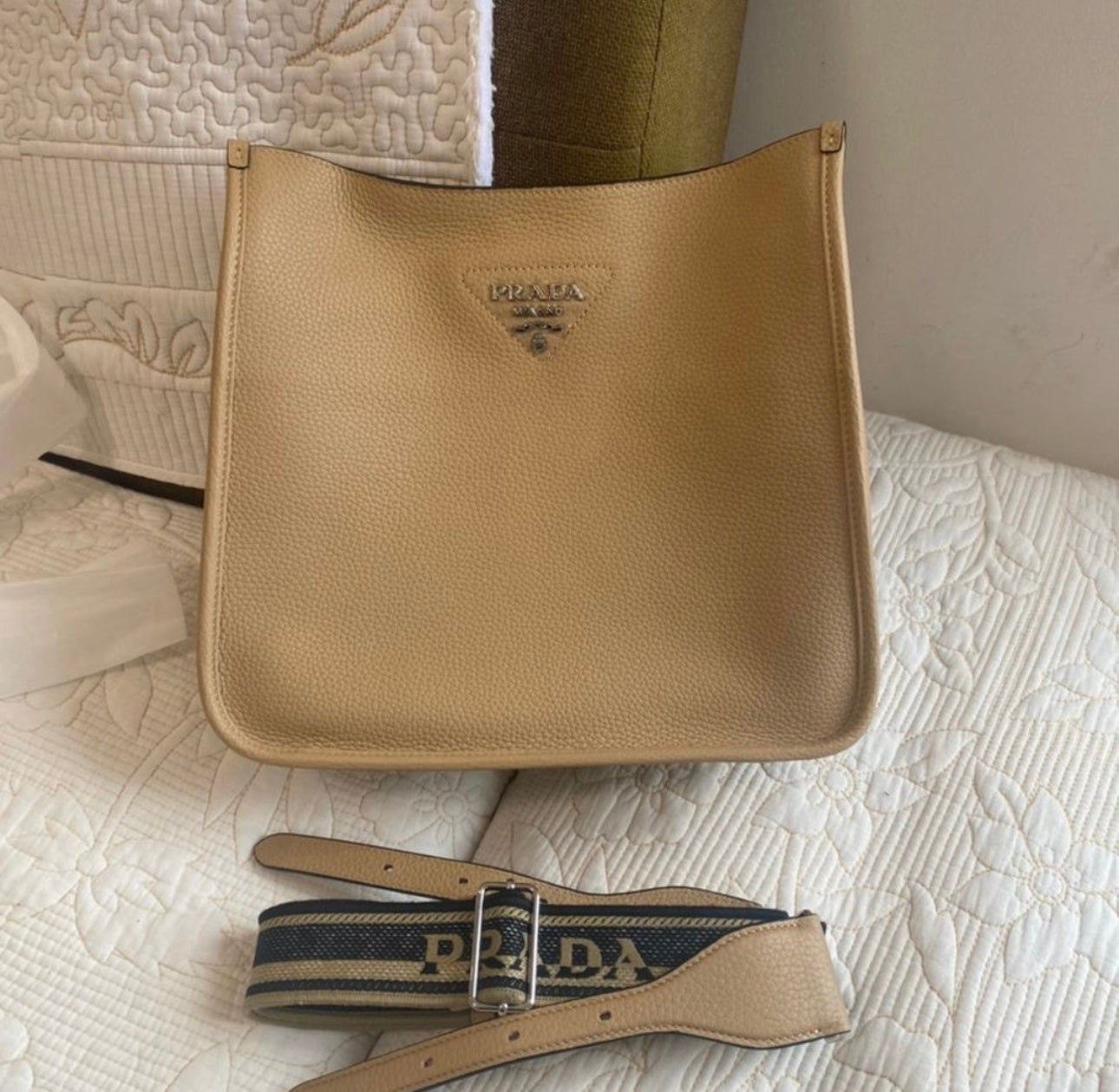 Beige Leather Mini Shoulder Bag
