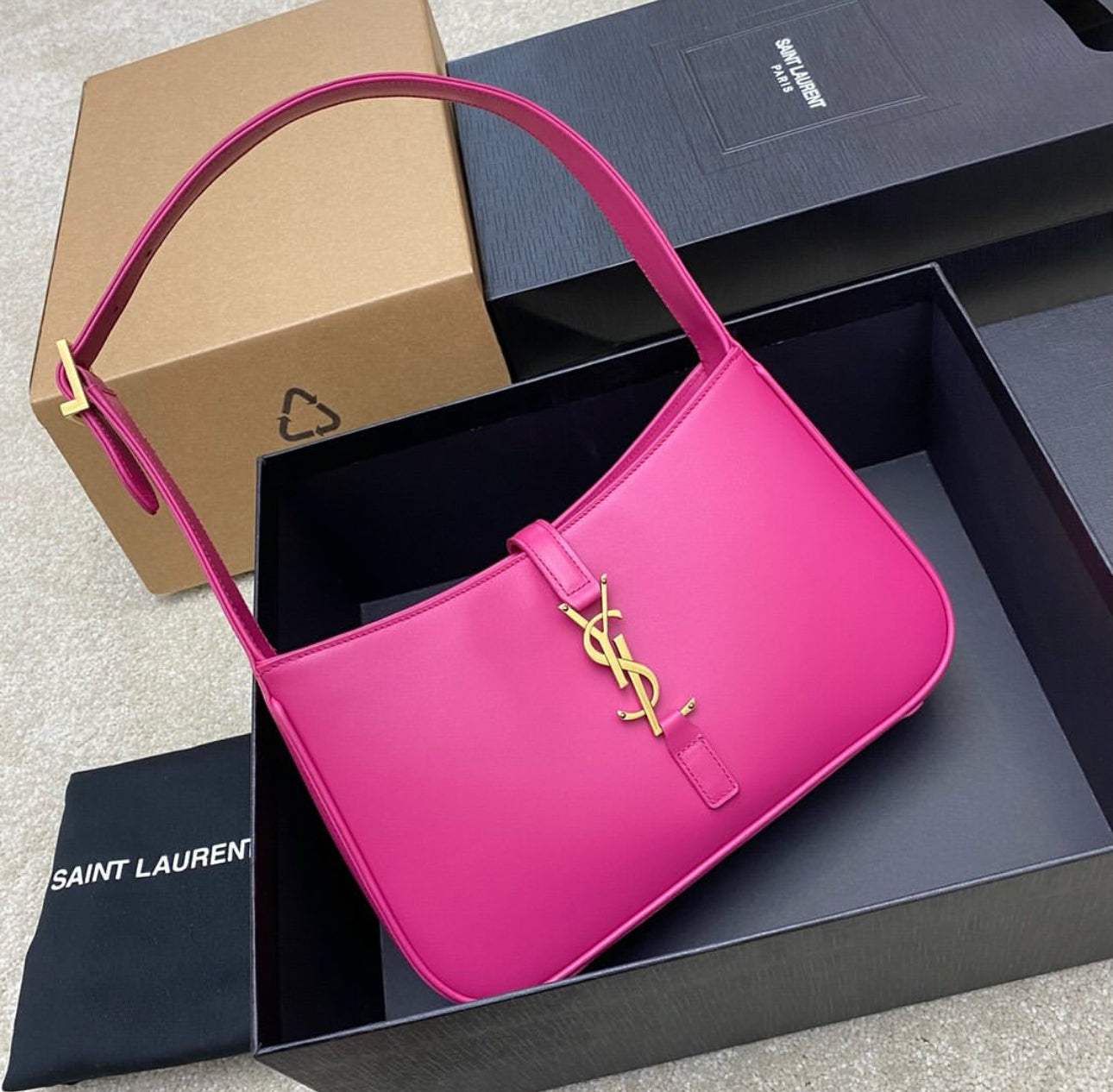 Pink Hobo Leather Shoulder Bag