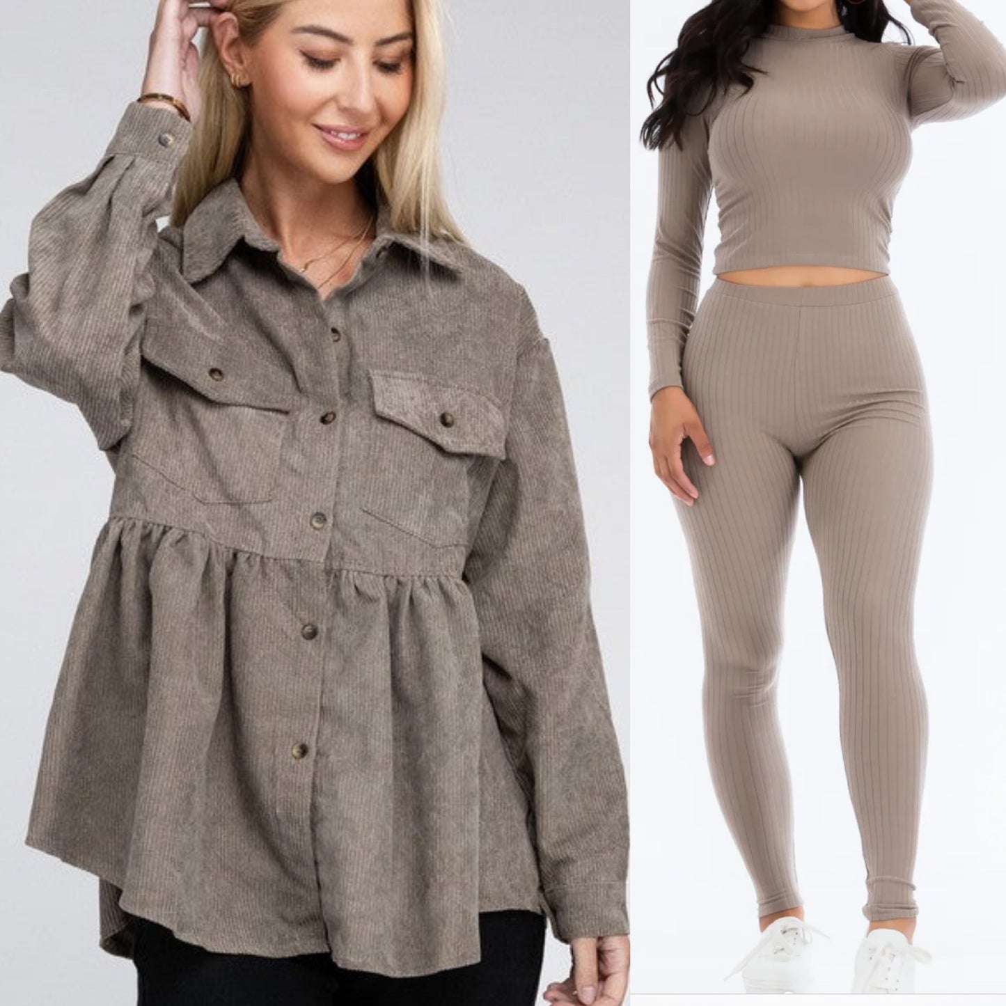 Conjunto Babydoll Shacket de 3 piezas