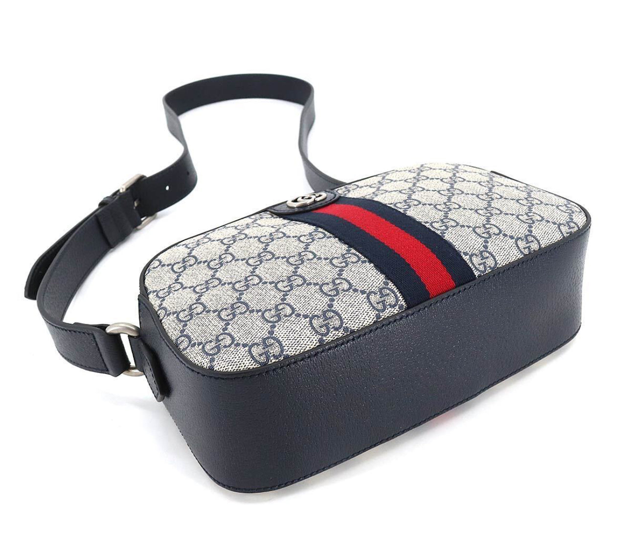 Sac porté épaule Ophidia, toile GG bleue