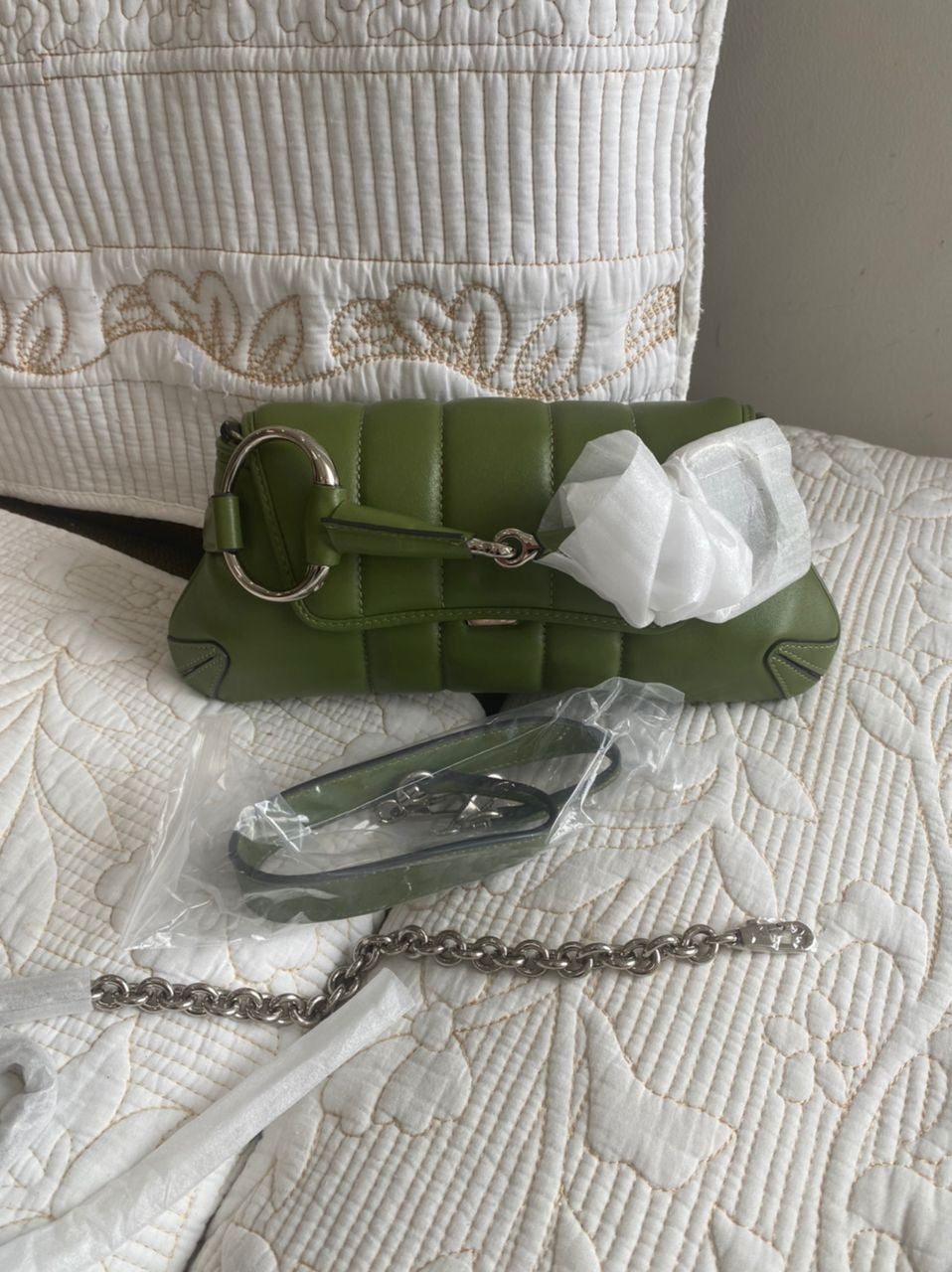 GREEN GG HORSEBIT CHAIN SHOULDER BAG
