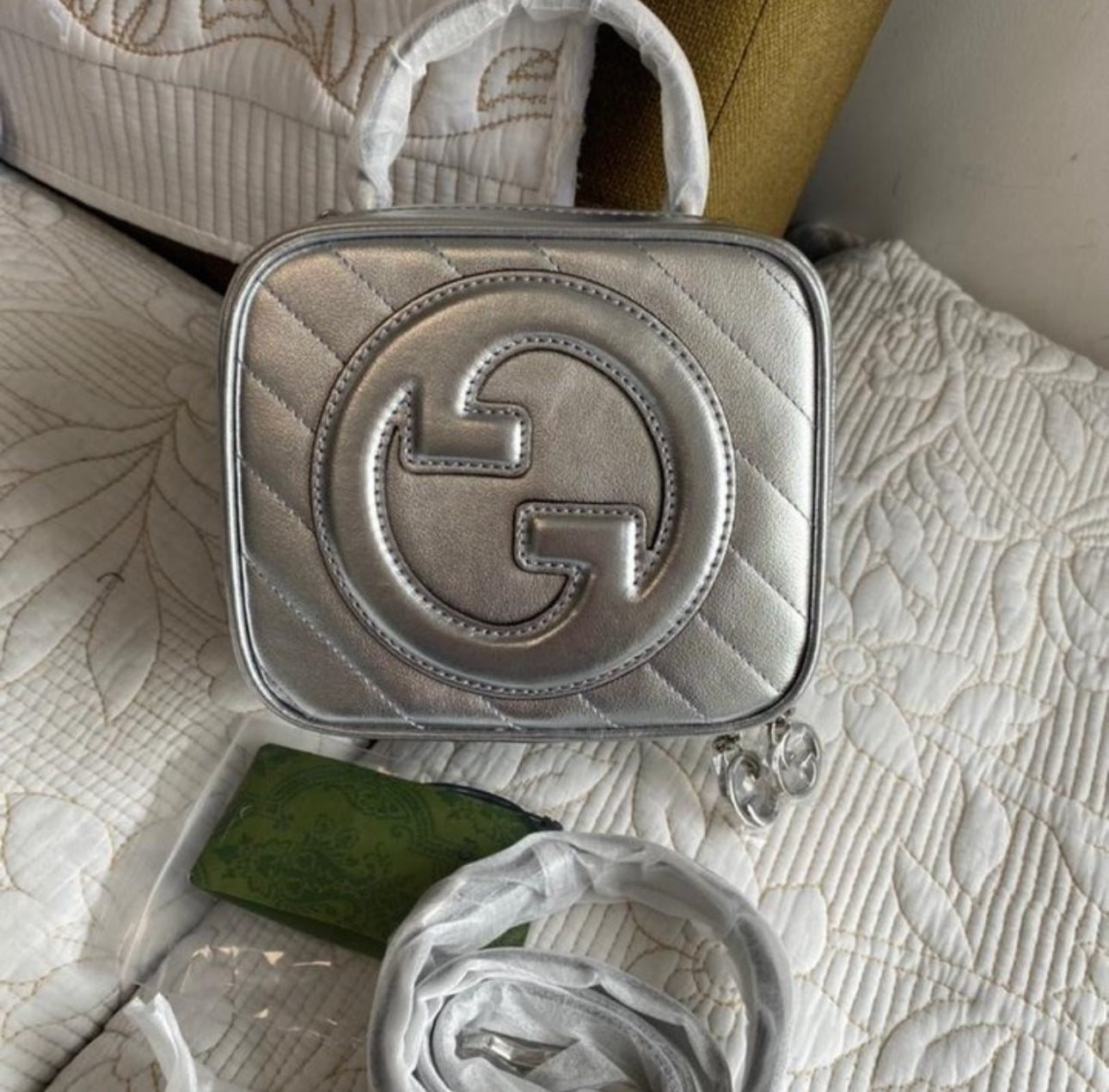 GG METALLIC SILVER BLONDIE SHOULDER BAG