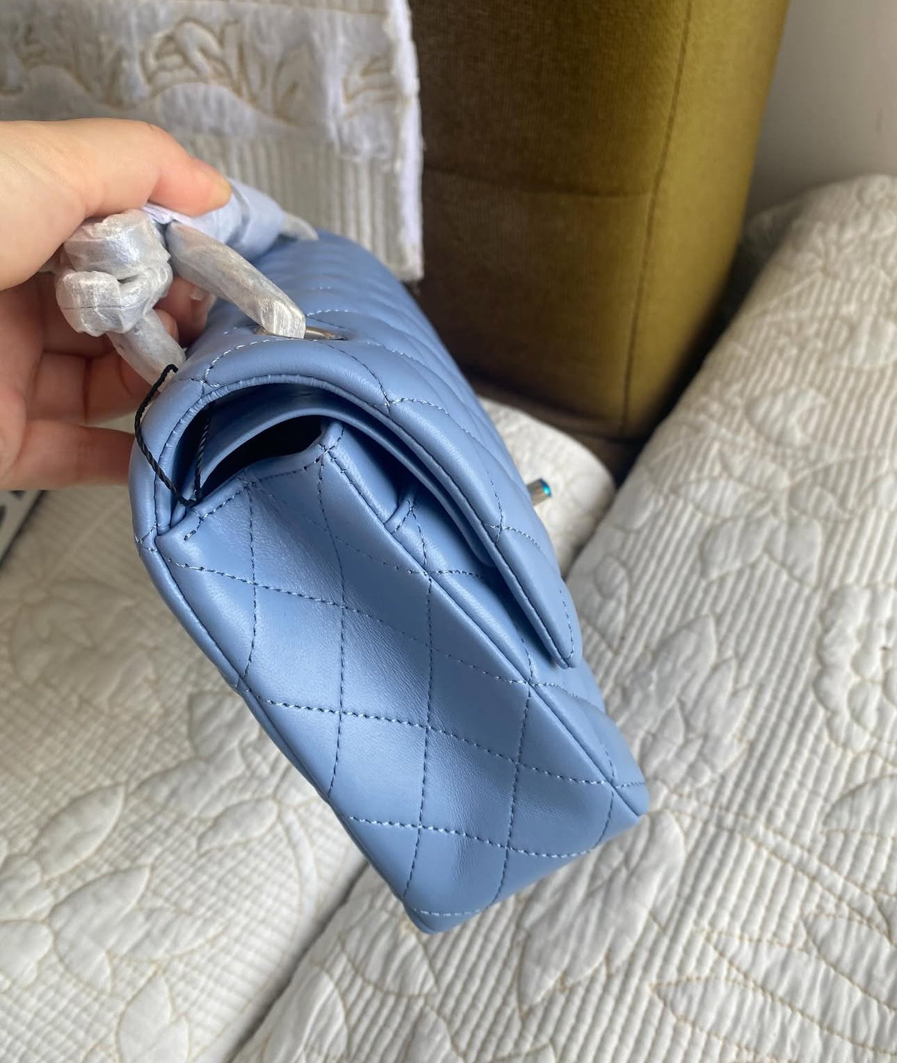Coco Blue Lambskin Double Flap Bag
