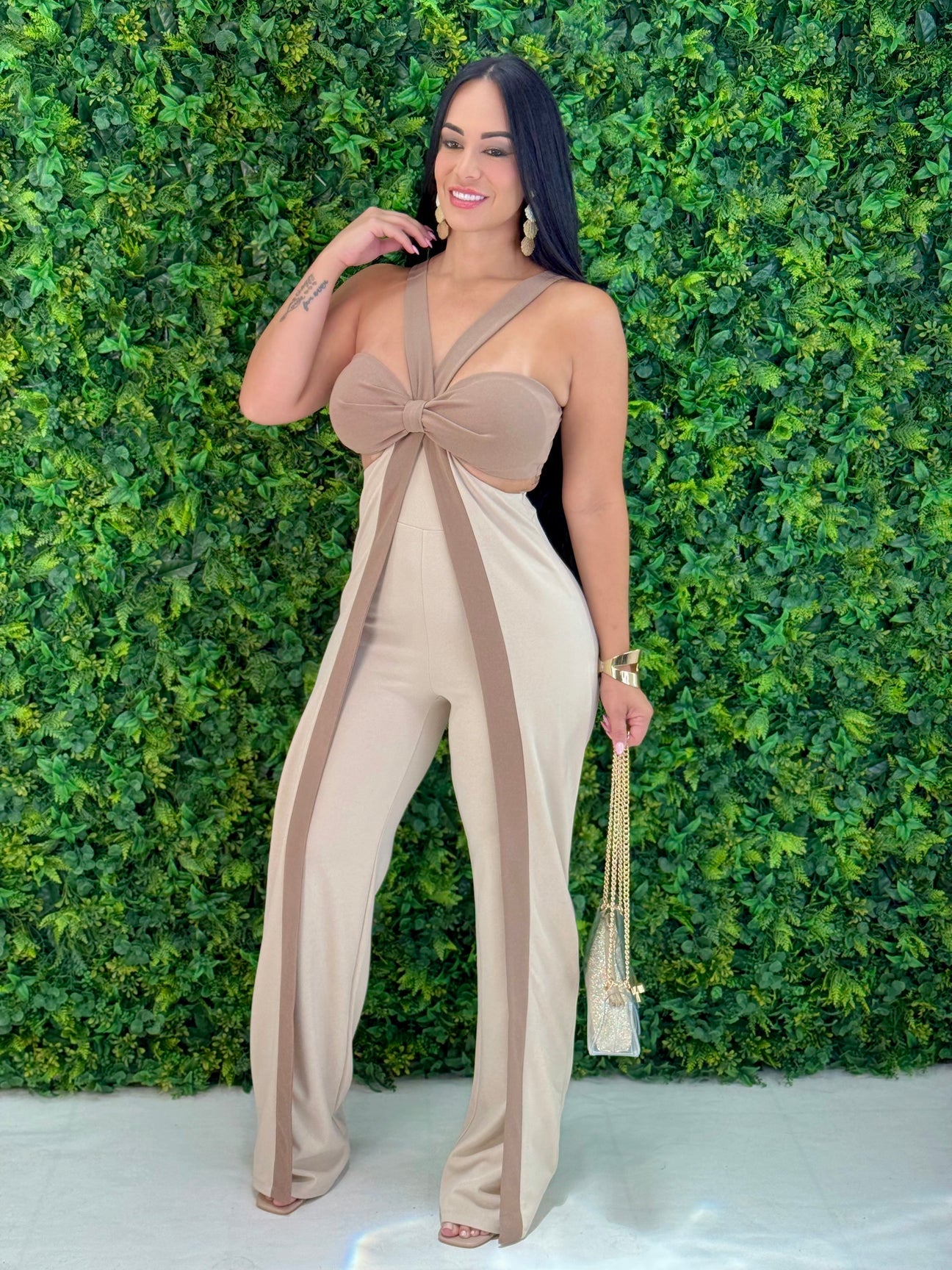 JUST IMAGINE | X Ribbon Open Jumpsuit