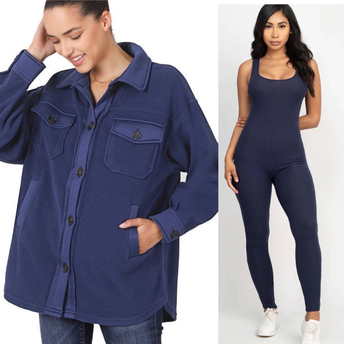 Conjunto de 2 piezas de chaqueta polar azul marino