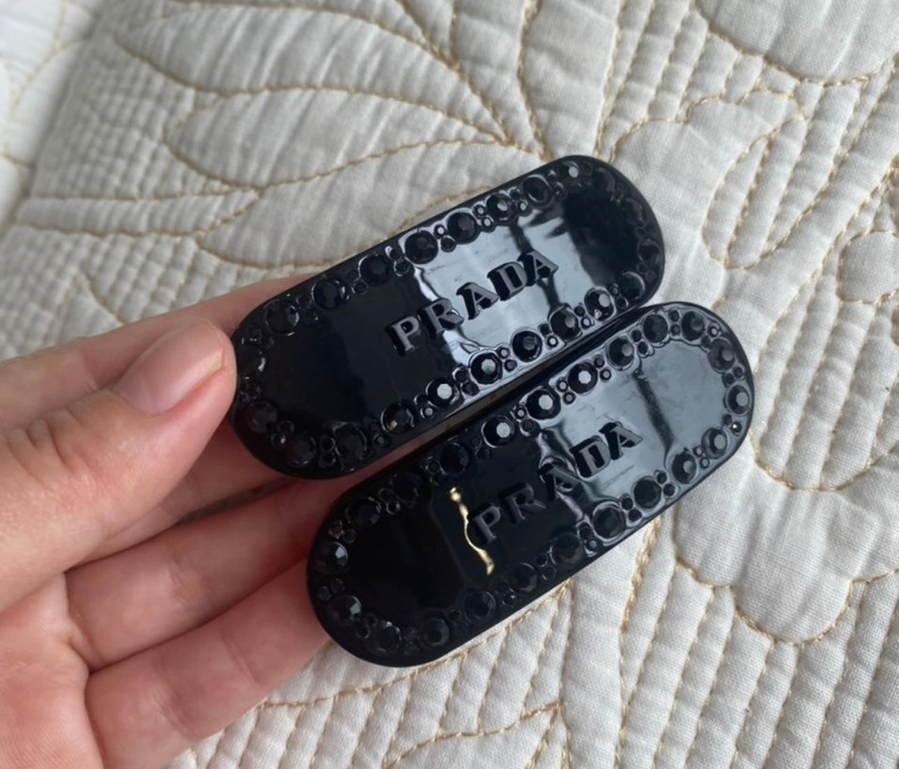 P R A D A Plex Hair Clip-Black (Pair of 2)
