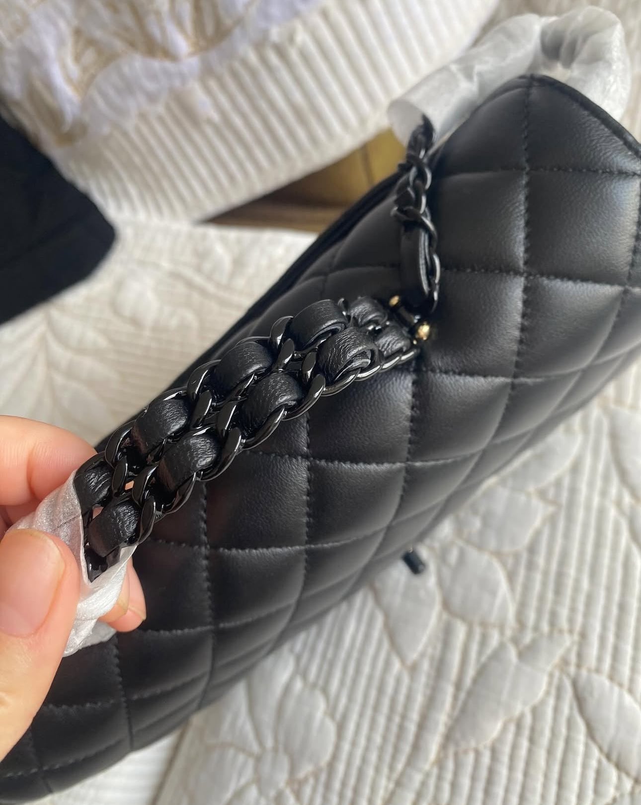 Black Coco MINI FLAP BAG WITH TOP HANDLE Lambskin & Lacquered Metal