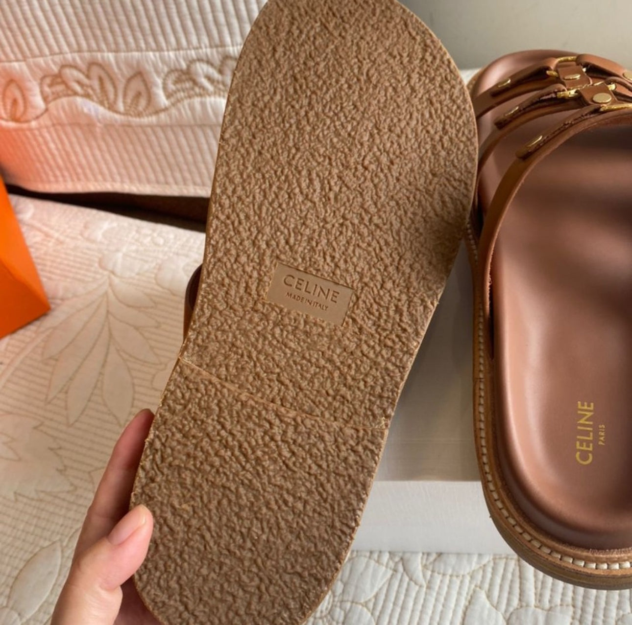 CELINE - TIPPI SLIDE IN CALFSKIN TAN