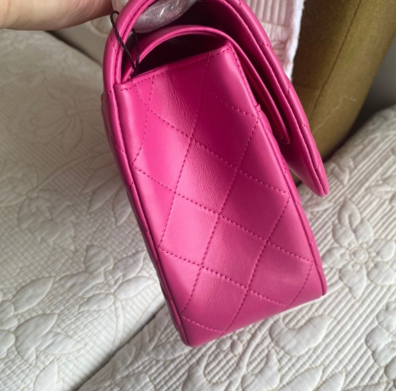 Pink Lambskin Medium Flap Bag Silver Hardware