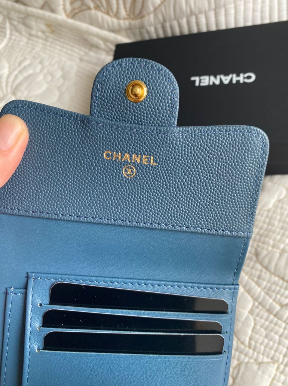 Portefeuille Compact Cavier Coco Bleu