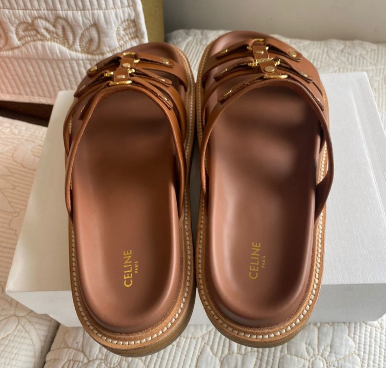 CELINE - TIPPI SLIDE IN CALFSKIN TAN