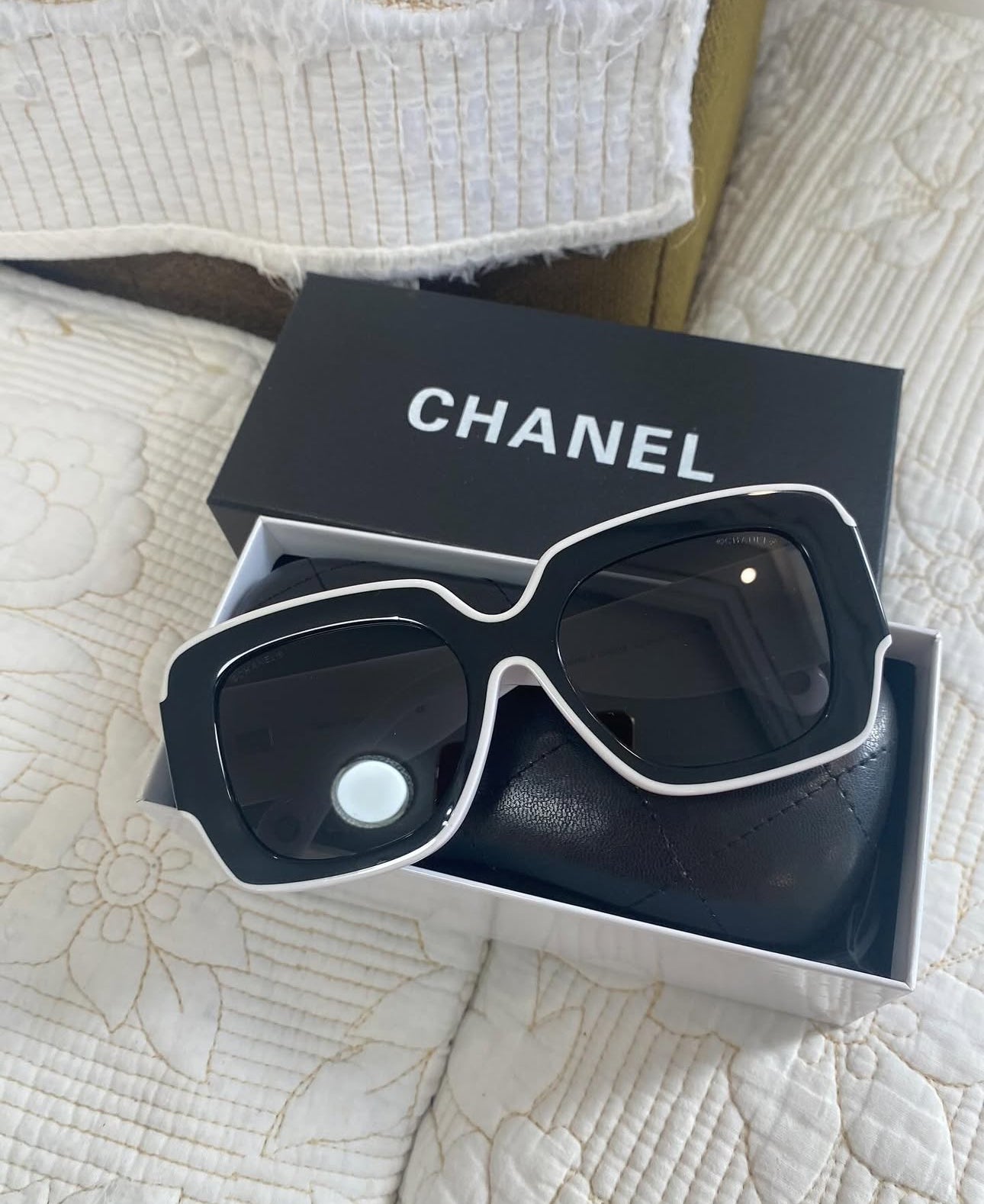 Coco Black & White Acetate Square Sunglasses