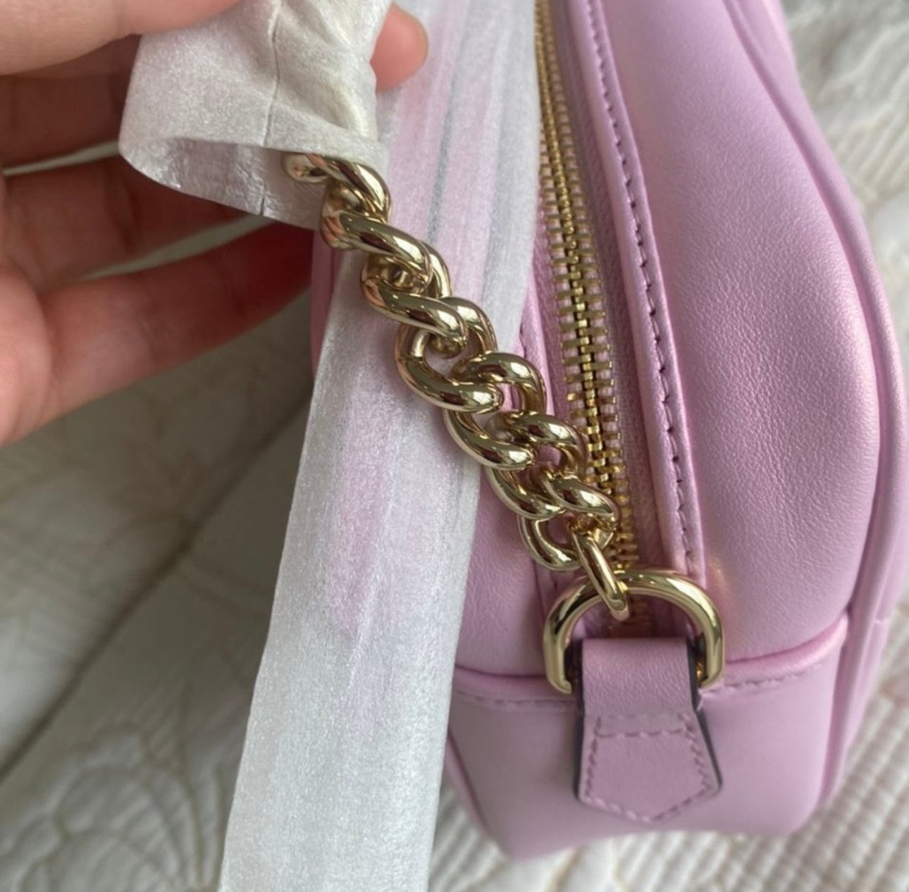 Iridescent Calfskin Chevron Matelasse GG Marmont Chain Shoulder
