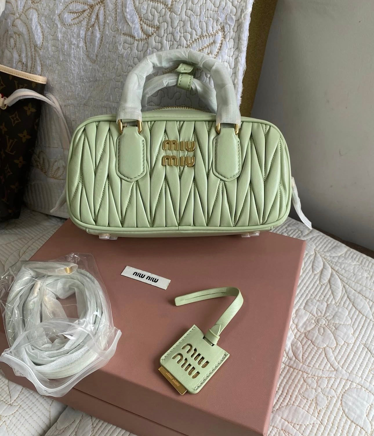Green | Arcadie Matelassé Nappa Leather Top Handle Bag