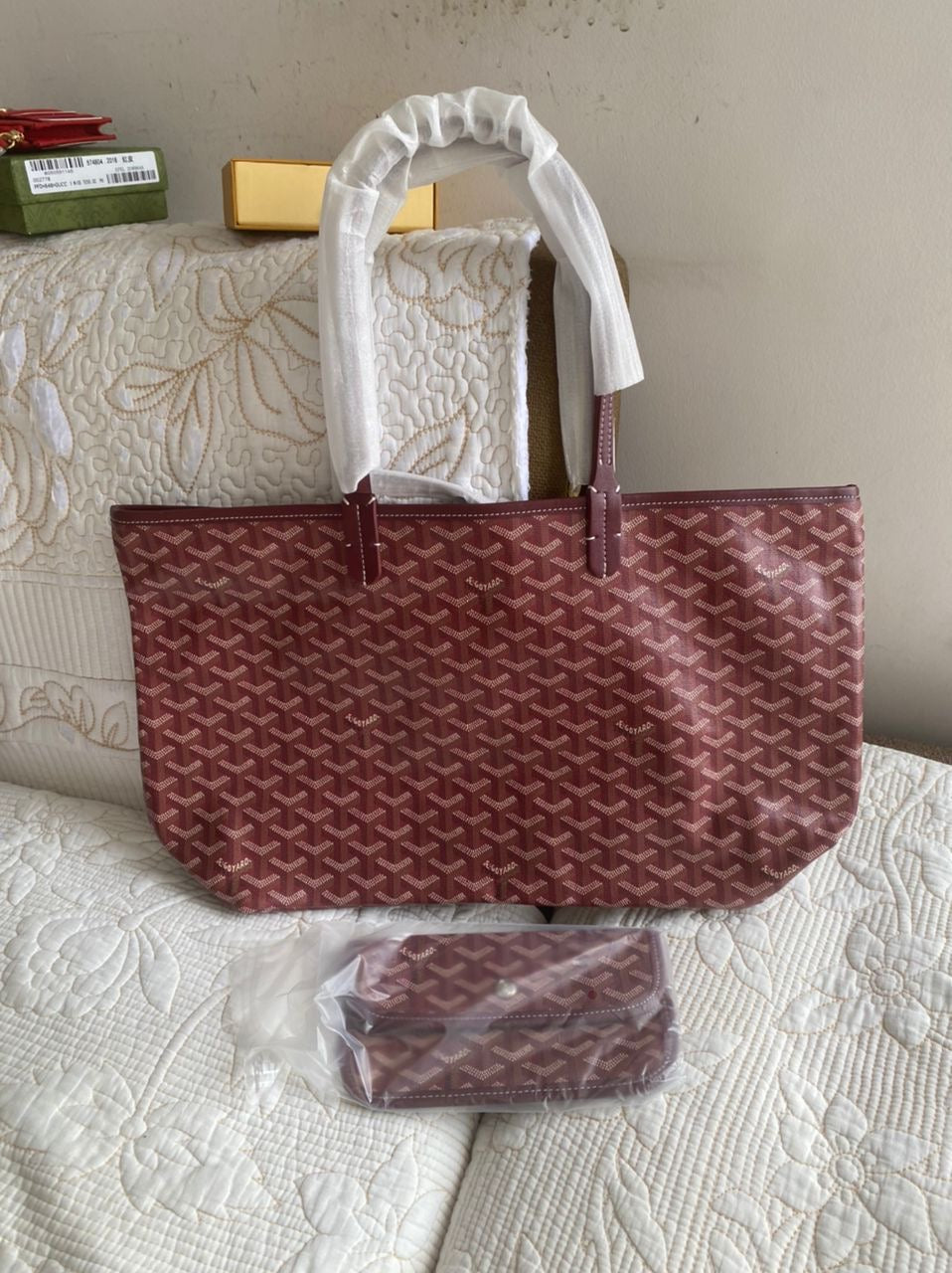 Red Goyardine Canvas and Chevroches Calfskin Saint Louis